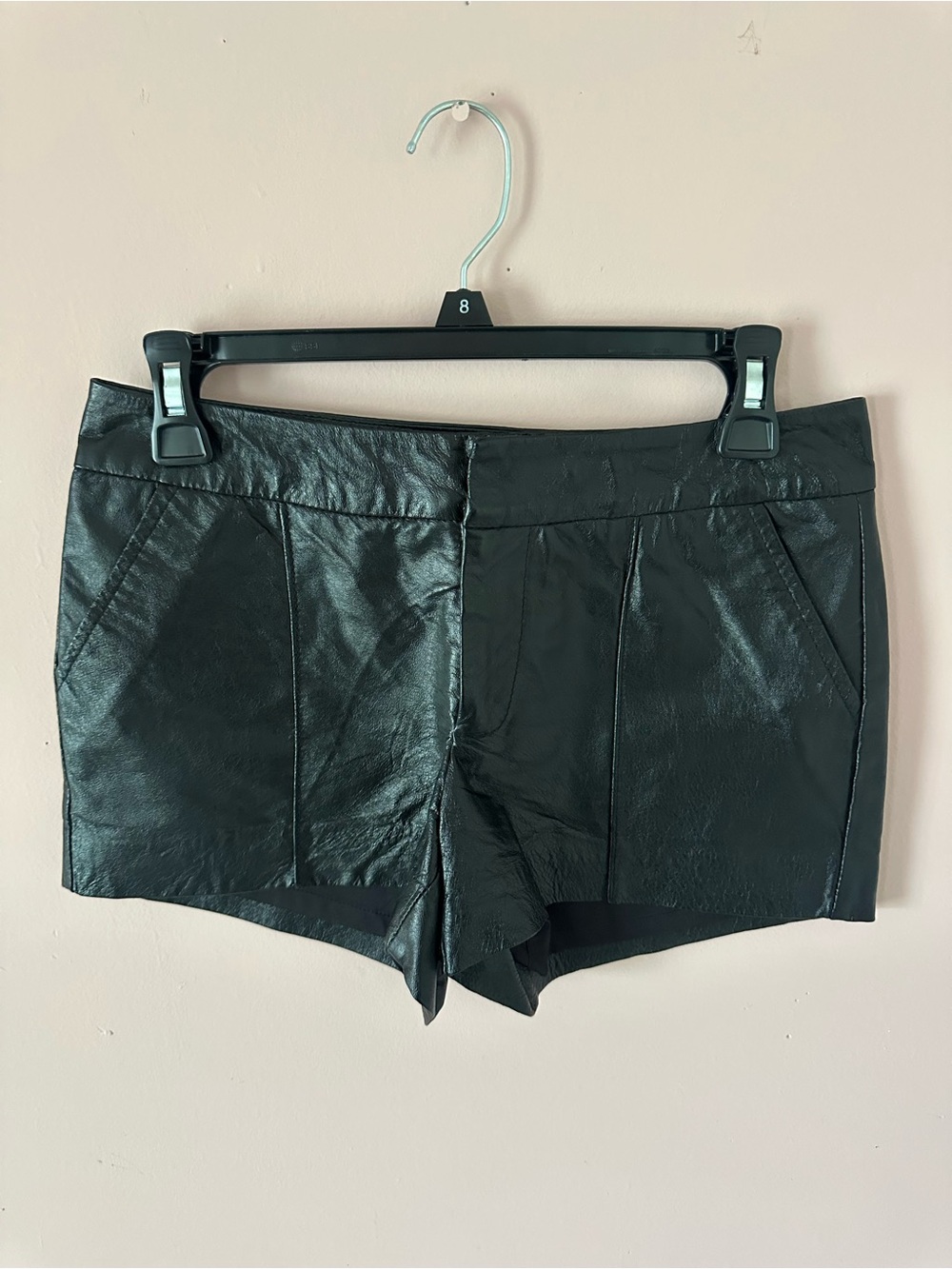 Bebe 100% real Leather mini micro Women’s black leather Shorts